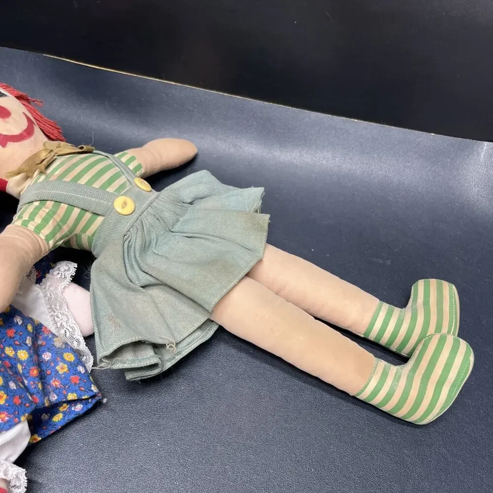 Vintage Rag Dolls Unbranded Lot Of Two Dolls 15” And 17”